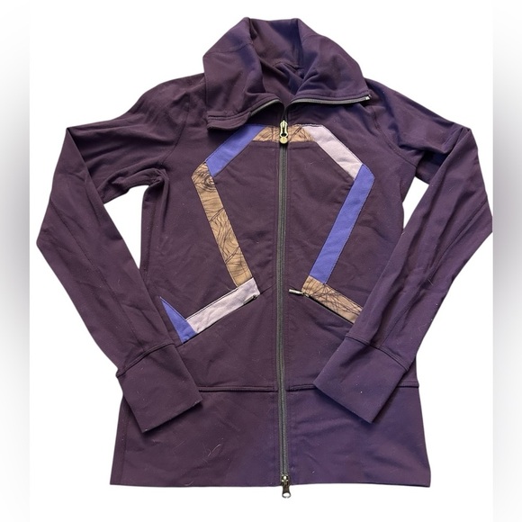 Lululemon Origami In Stride Purple Activewear 2-Way Full Zip Womens Jacket Sz. 4 - Picture 1 of 5
